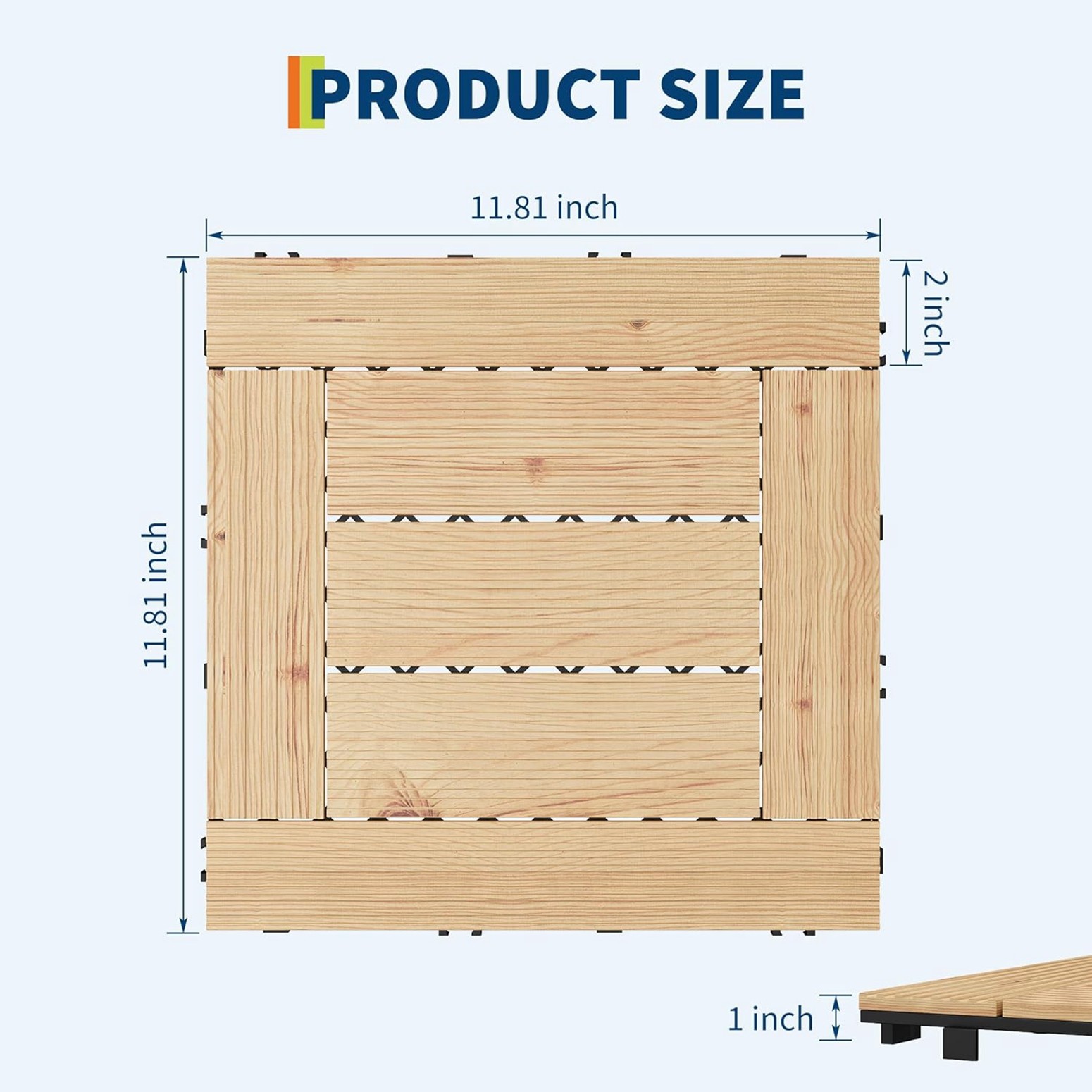 GRAVEE 22Pcs Acacia Wood Deck Tile 12″x12″ Outdoor Indoor Interlocking Flooring