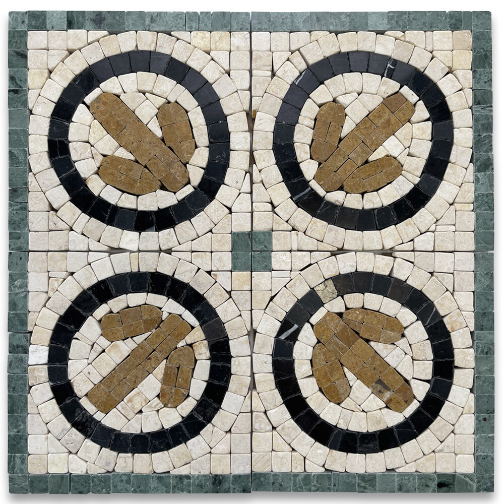 B0043CPT Marble Mosaic Border Accent Tile Polished Swan Beige 4.7×4.7 Tumbled