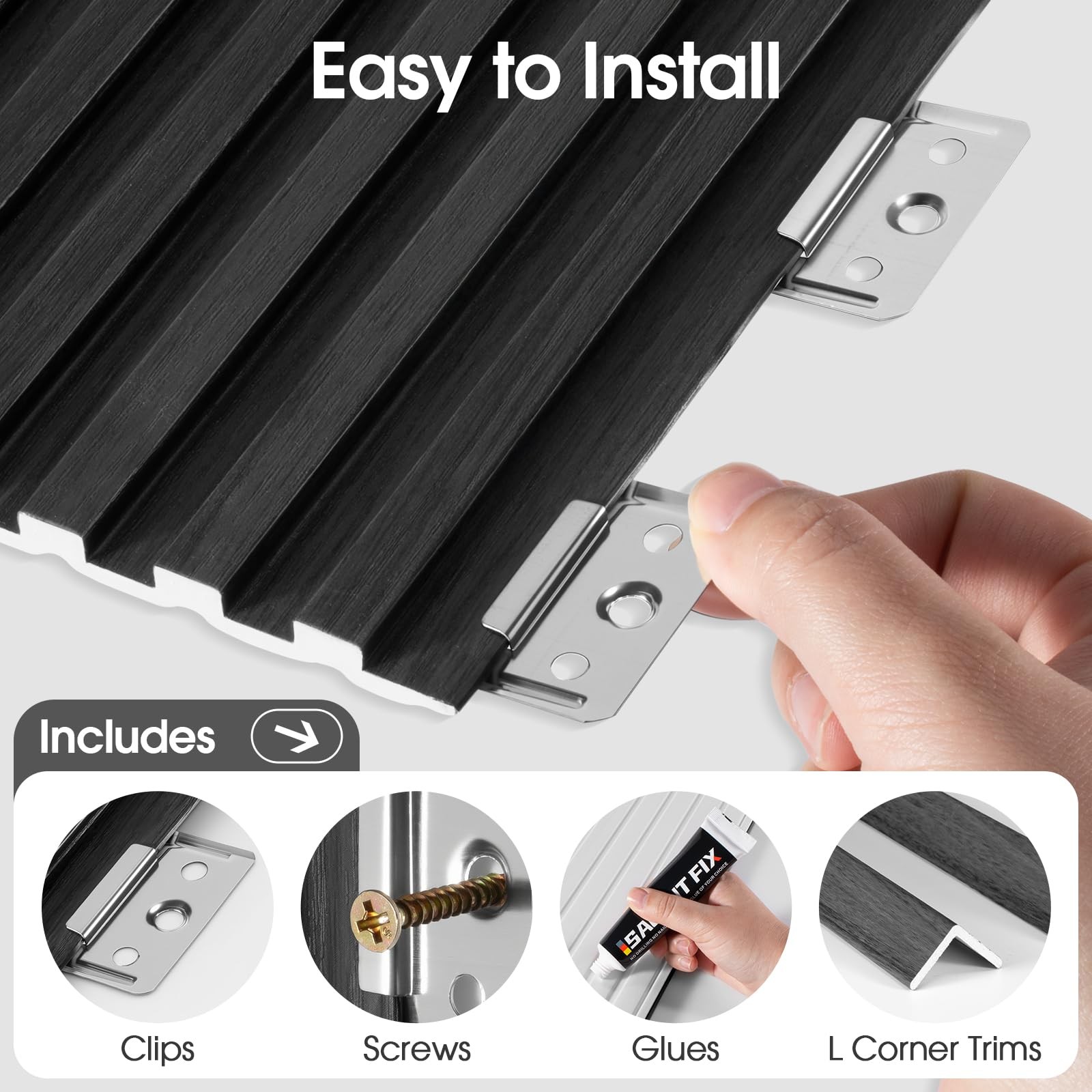 WPC Acoustic Slat Wall Panels 16-Pack 47.2” x 6”, Accent 3D Wall Panel for …