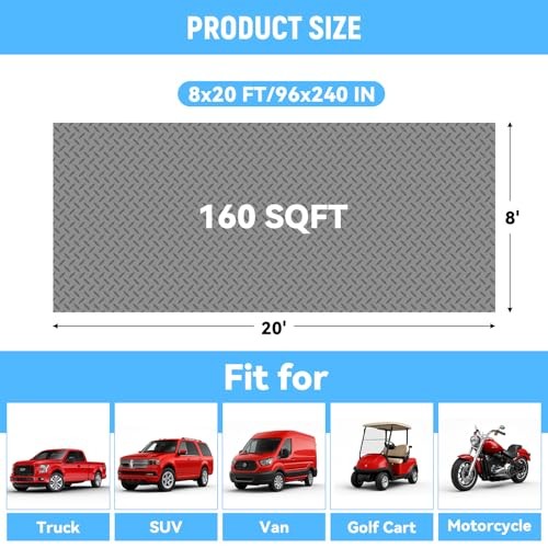 Garage Floor Mat, 2.8mm Thickened PVC Flooring Roll for Under Car, 8×20 FT Gray