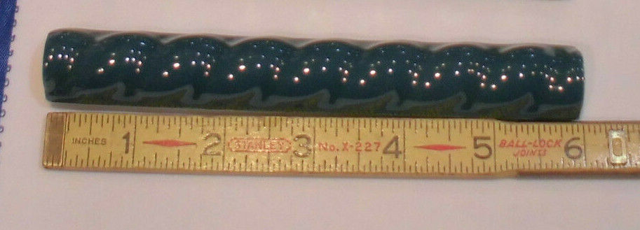 1 pc. Glossy Teal Ceramic Sizzle Liner Rope Tiles 3/4″ X 6″ American Olean New