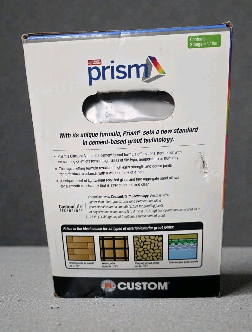 Prism Ultimate Performance Cement Grout – Delorean Gray #165 – 17 lb Box – NEW
