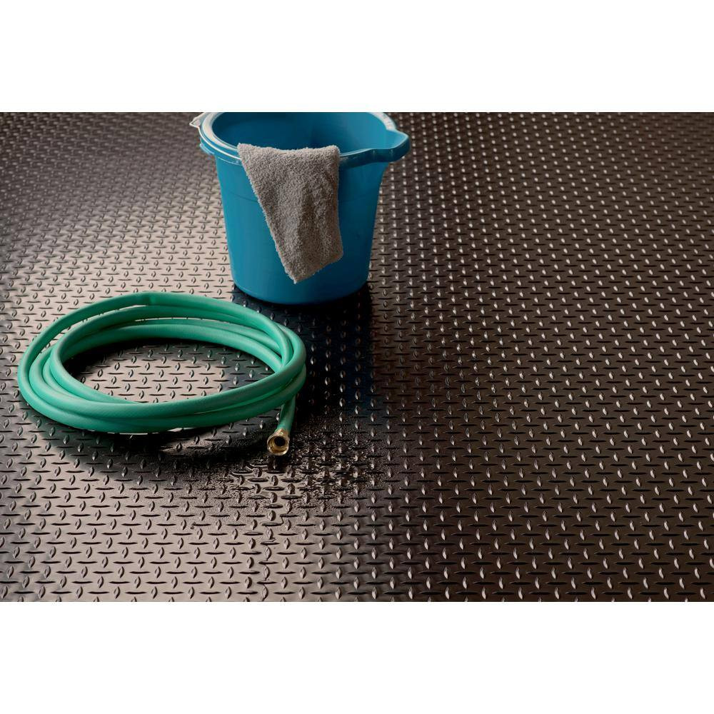 Diamond Tread 5 Ft. X 10 Ft. Midnight Black Commercial Grade Vinyl Garage Floori