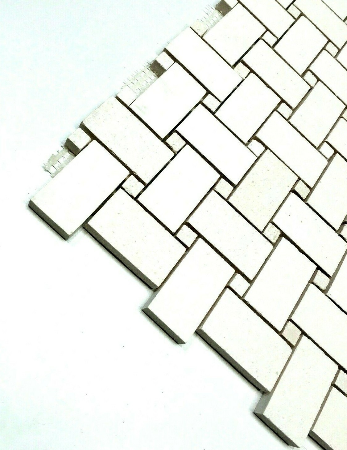 Champagne Limestone Basketweave Mosaic Wall Tile Monochrome 1.2 squarefoot