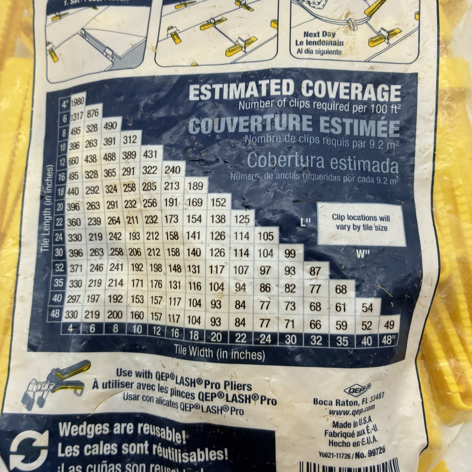 QEP Lash Tile Leveling Wedges 100 Ct Bag Part B New in Package No. 99726 USA