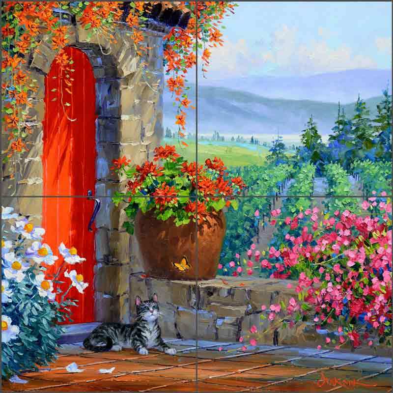 Vineyard Tile Backsplash Mikki Senkarik Art Ceramic Mural MSA242