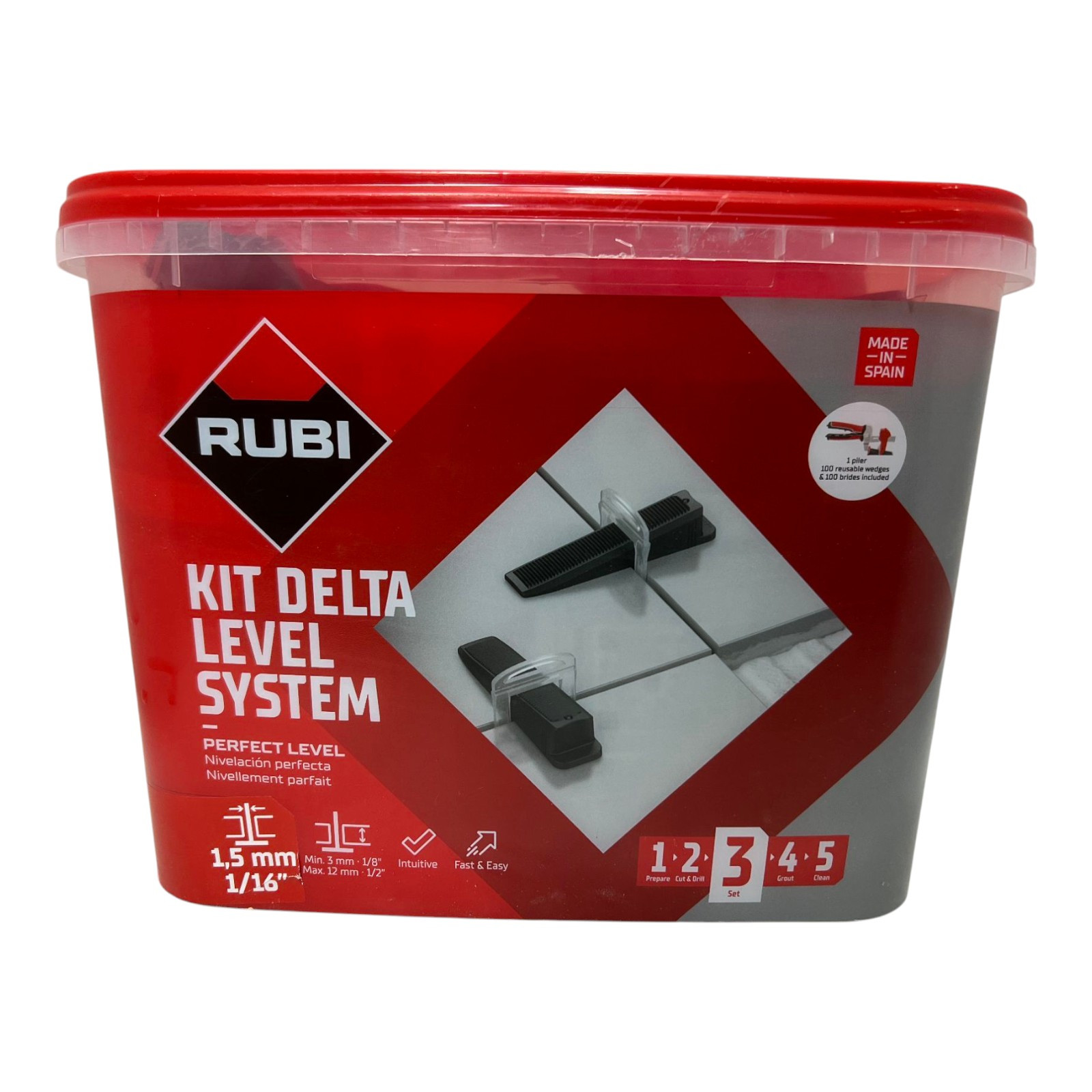 Rubi Delta Tile Leveling System 1/16″ Clips 400-Count 1.5mm Spacer Kit