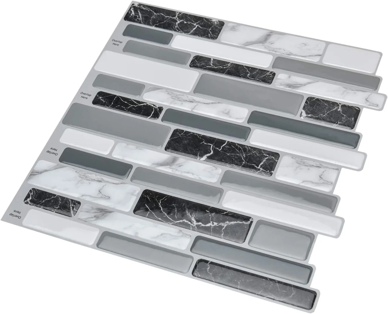 10-Sheet Peel and Stick Kitchen Backsplash Tiles, 12″x12″ Self-Adhesive Marble G