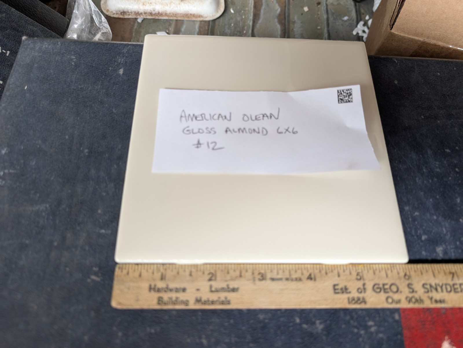 2 pcs American Olean Ceramic Wall Tile 6″ Gloss Almond #12 Square Bright USA