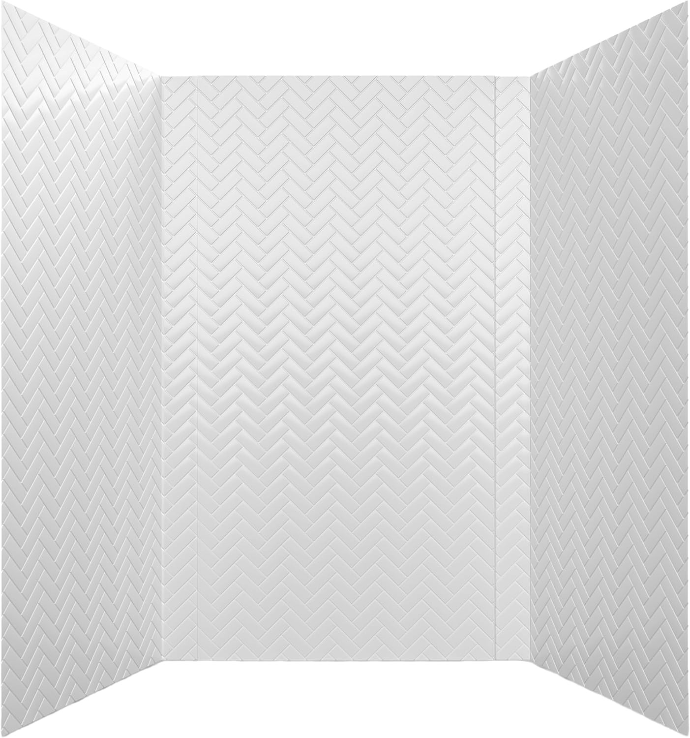 Gloss White Herringbone Tile Shower Wall Panels – 96 Sq Ft
