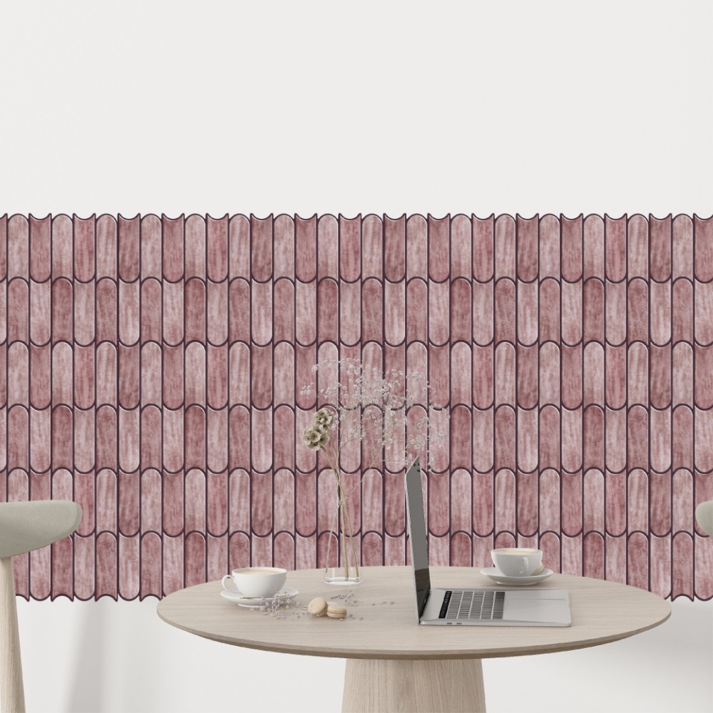 Mosaicowall Green Long Fish Scale peel and Stick Wall Tile For Kitchen-Style 60
