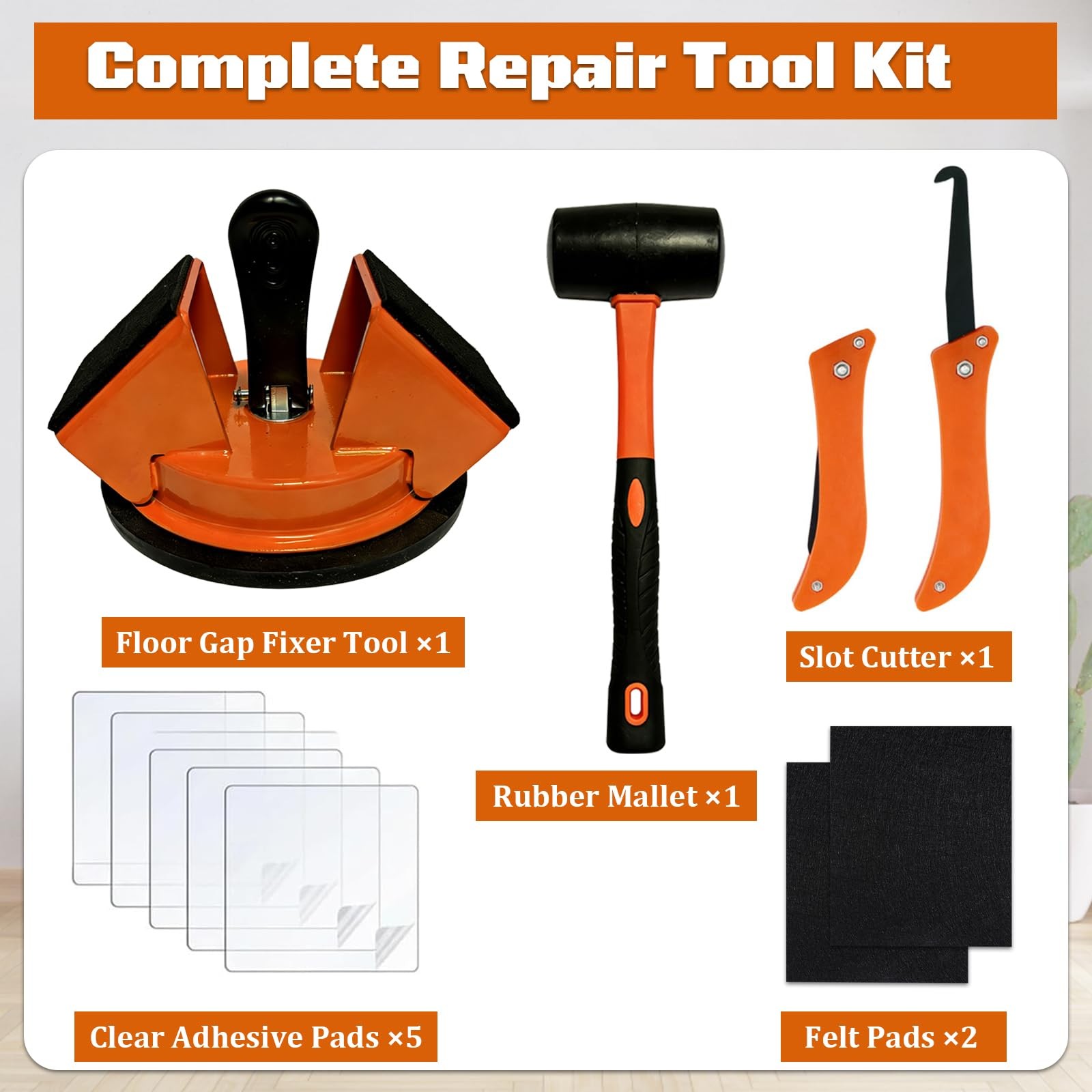 Floor Gap Fixer Tool with Strong Suction Cup & 45° Striking Surface,Includes …