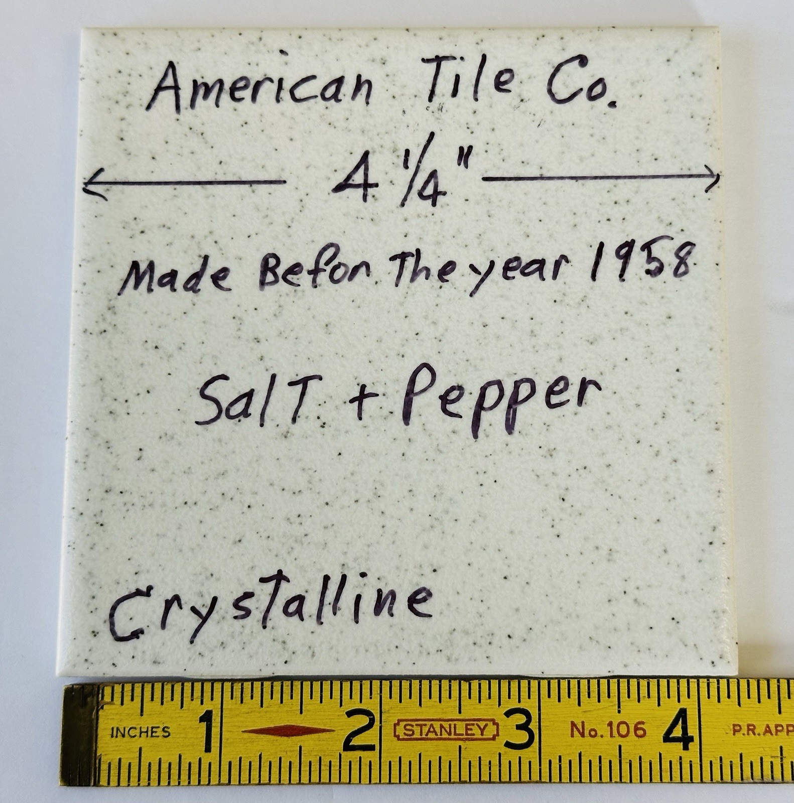1 pc. 4-1/4″ Salt & Pepper: Crystalline Ceramic Tile by American Olean, NEW