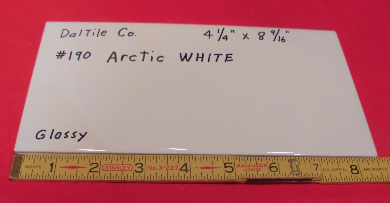1 pc. Arctic White: 4-1/4″ X 8-9/16″ Glossy Ceramic Tiles by Daltile #190, NEW