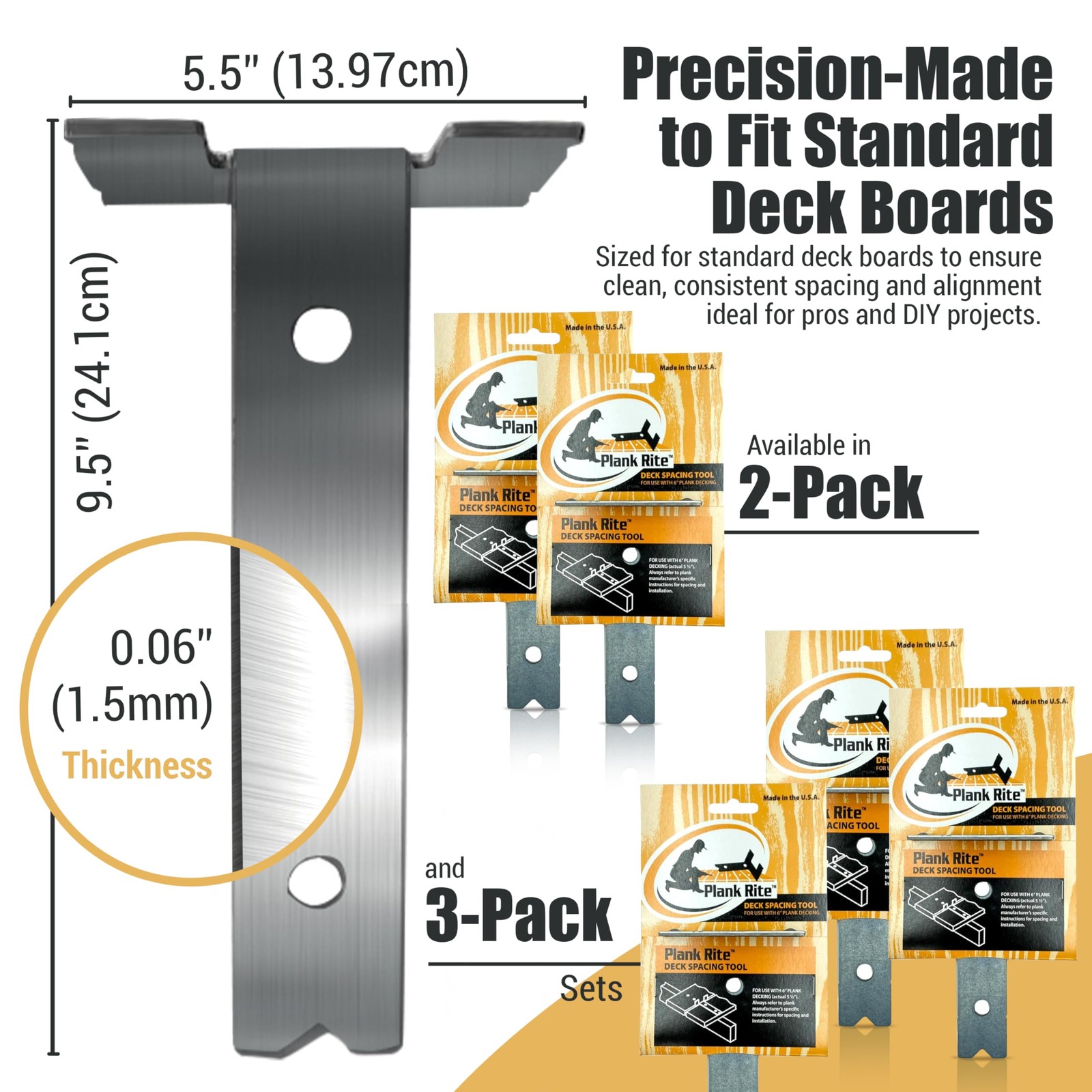 Steel Deck Spacing and Fastening Tool 3 Pack for Use with 5-1/2 Inch Boards |