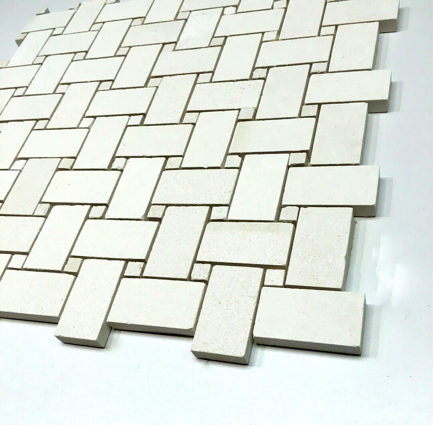 Champagne Limestone Basketweave Mosaic Wall Tile Monochrome 1.2 squarefoot