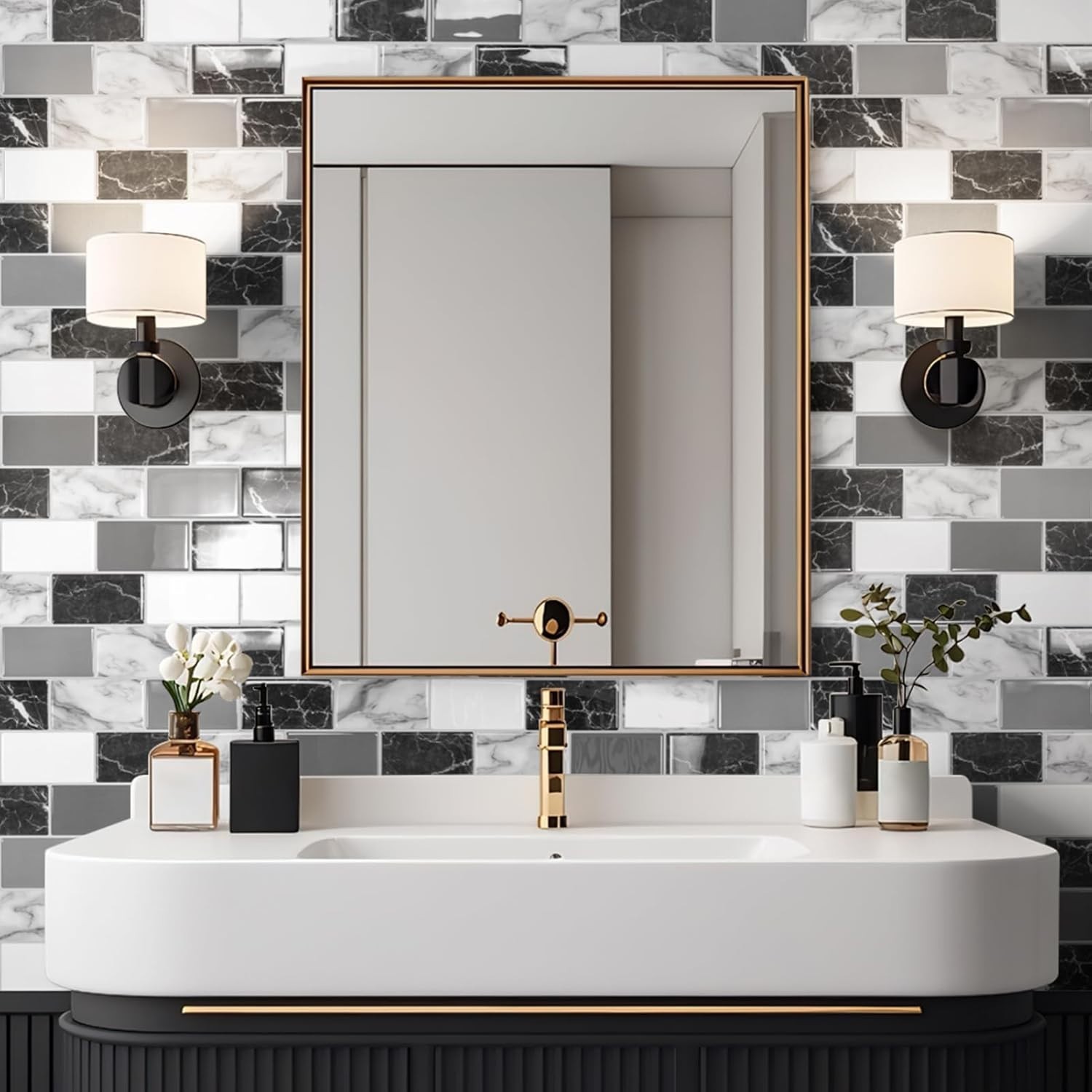 Elegant 12×12 Self-Adhesive Faux Marble Wall Tile Set – 10 Pieces