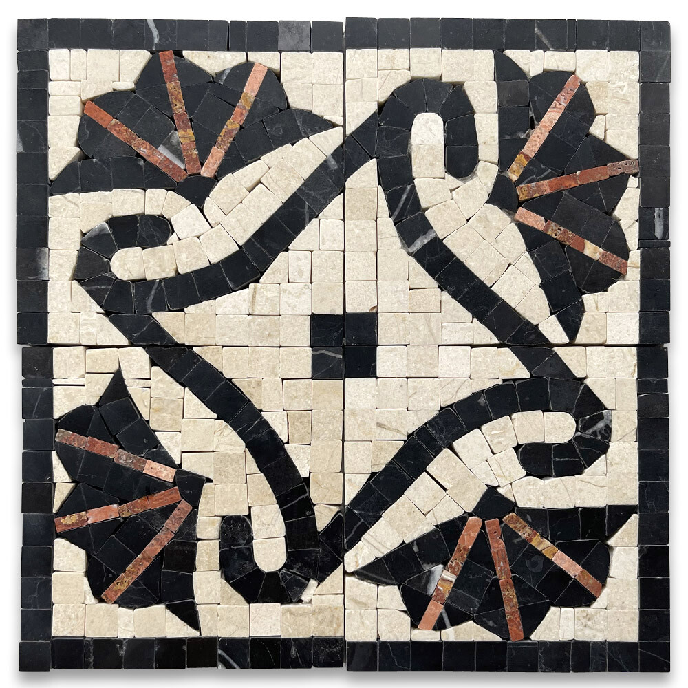 B0080CP Marble Mosaic Border Accent Decorative Tile Carnation Red 4×4 Polished