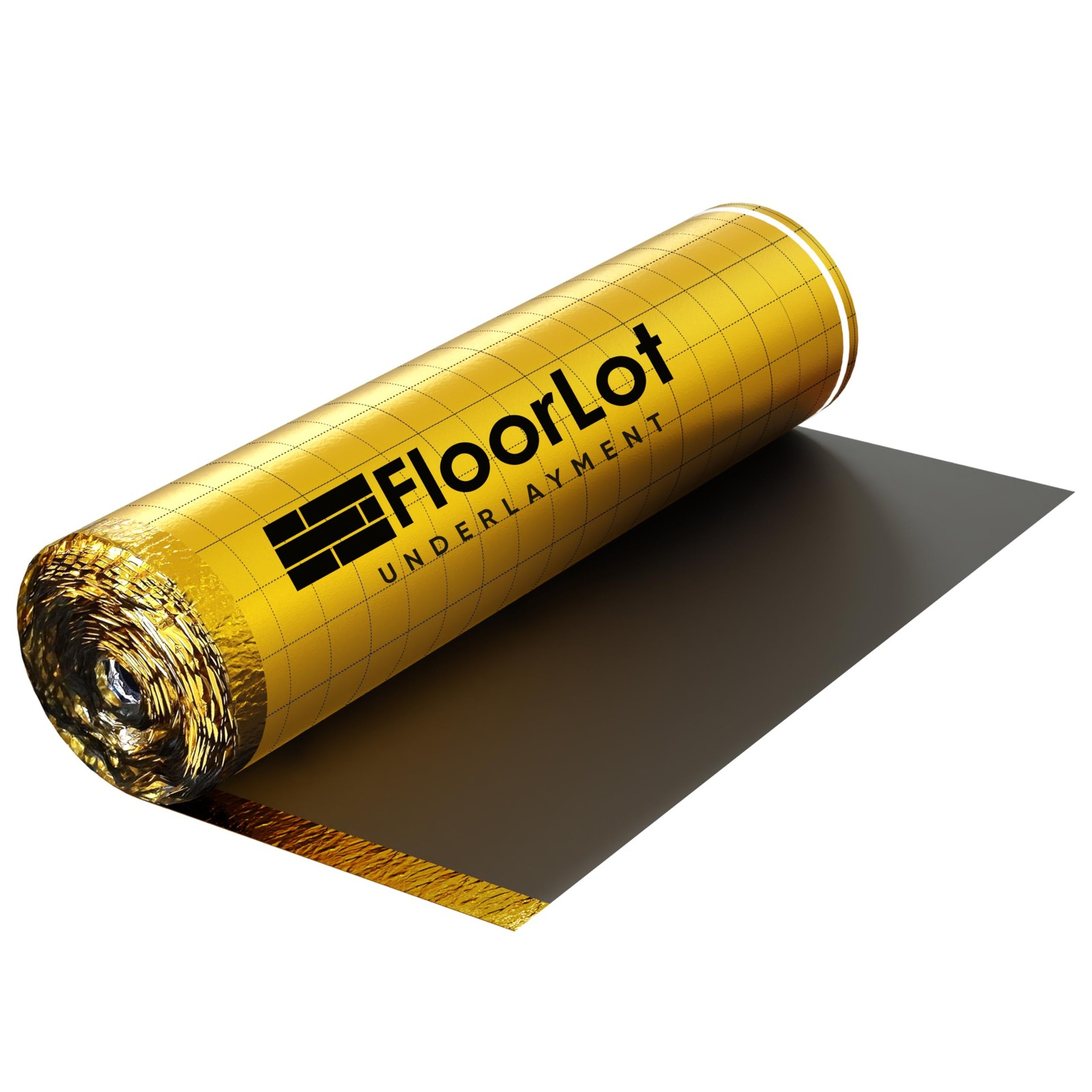 FLOORLOT GoldMax Premium Floor Underlayment – 200 sqft Roll – 3mm Thick – wit…