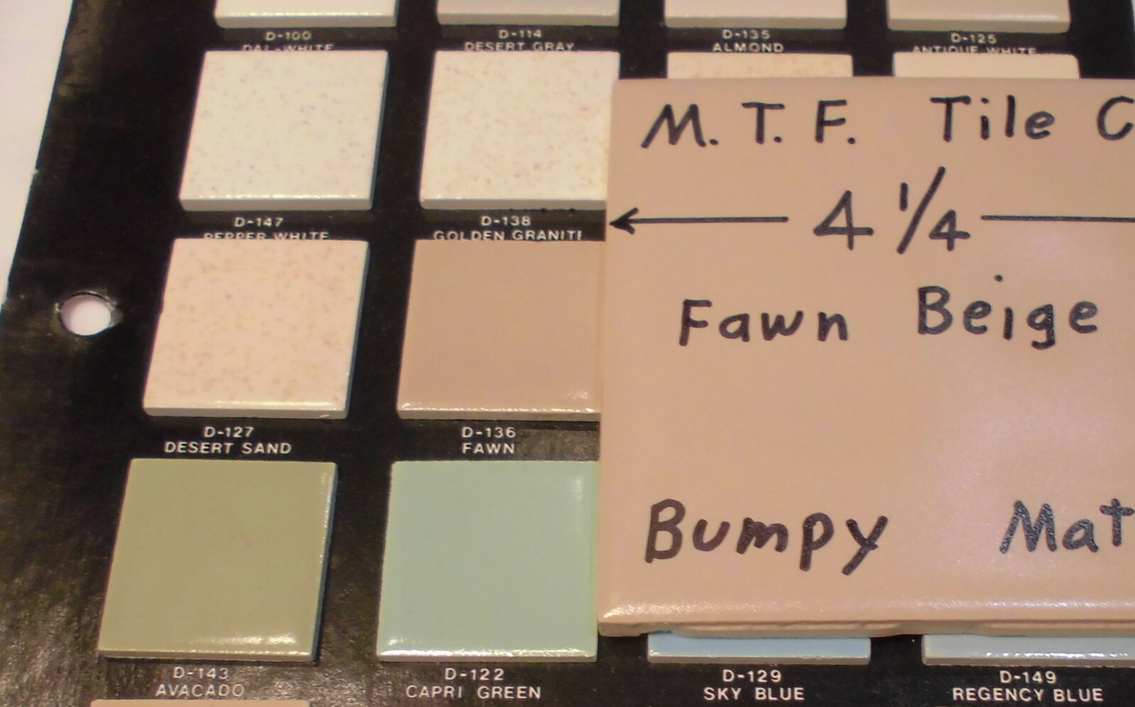 1 pc. Fawn Beige – Light Brown: 4-1/4″ Bumpy Matte Ripple Ceramic Tile, Monarch