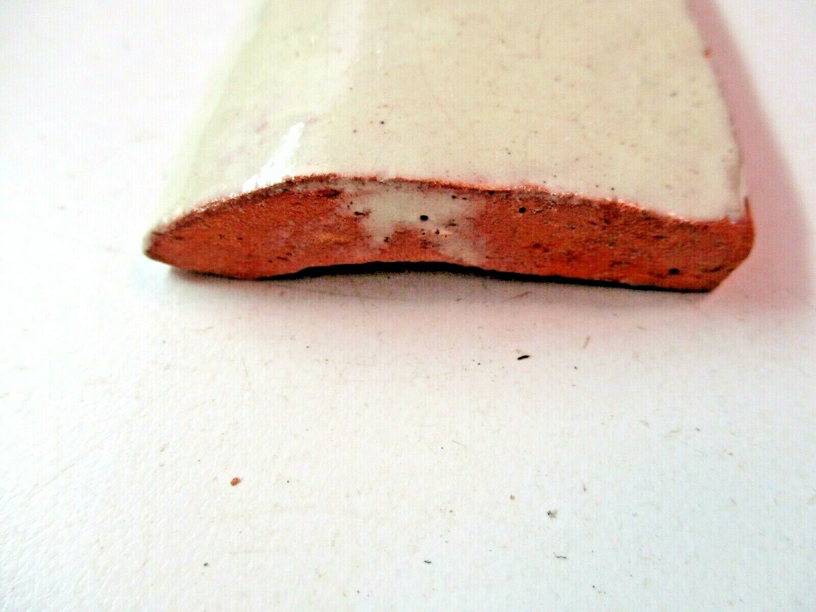 1 Tile Terracotta 4″x2 Radius Curved Wall Cap Outside Corner Flower Handmade Vtg