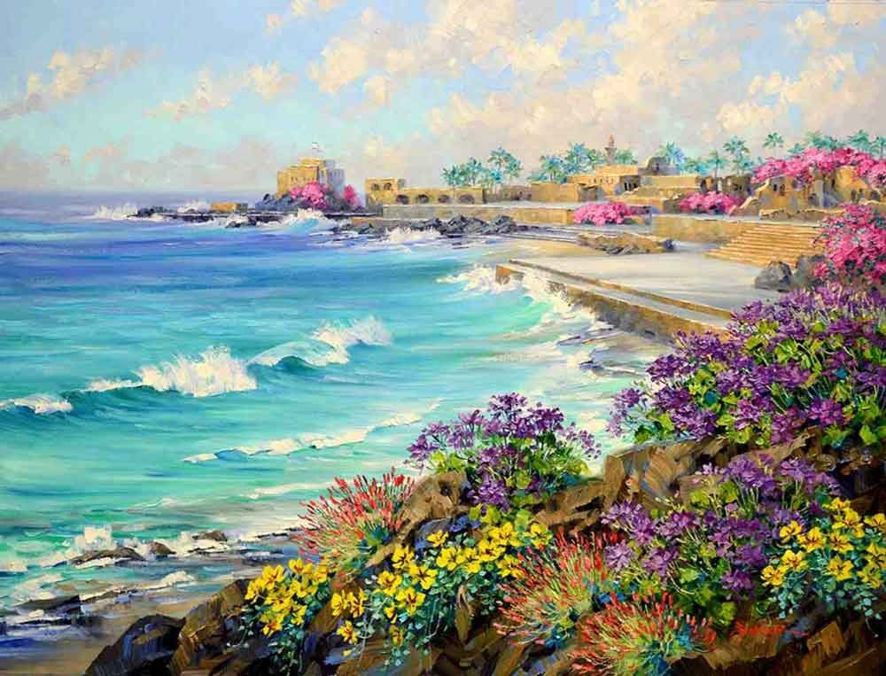 Mediterranean Coast Accent & Decor Tile Mikki Senkarik Seascape Art MSA300AT