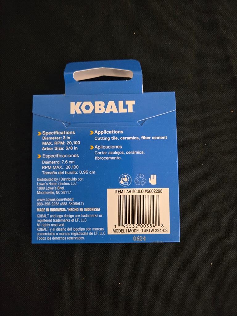 = Lot of 10 Kobalt 3″ Diamond Tile Wheel Arbor 3/8″ KTW 224-03 NEW