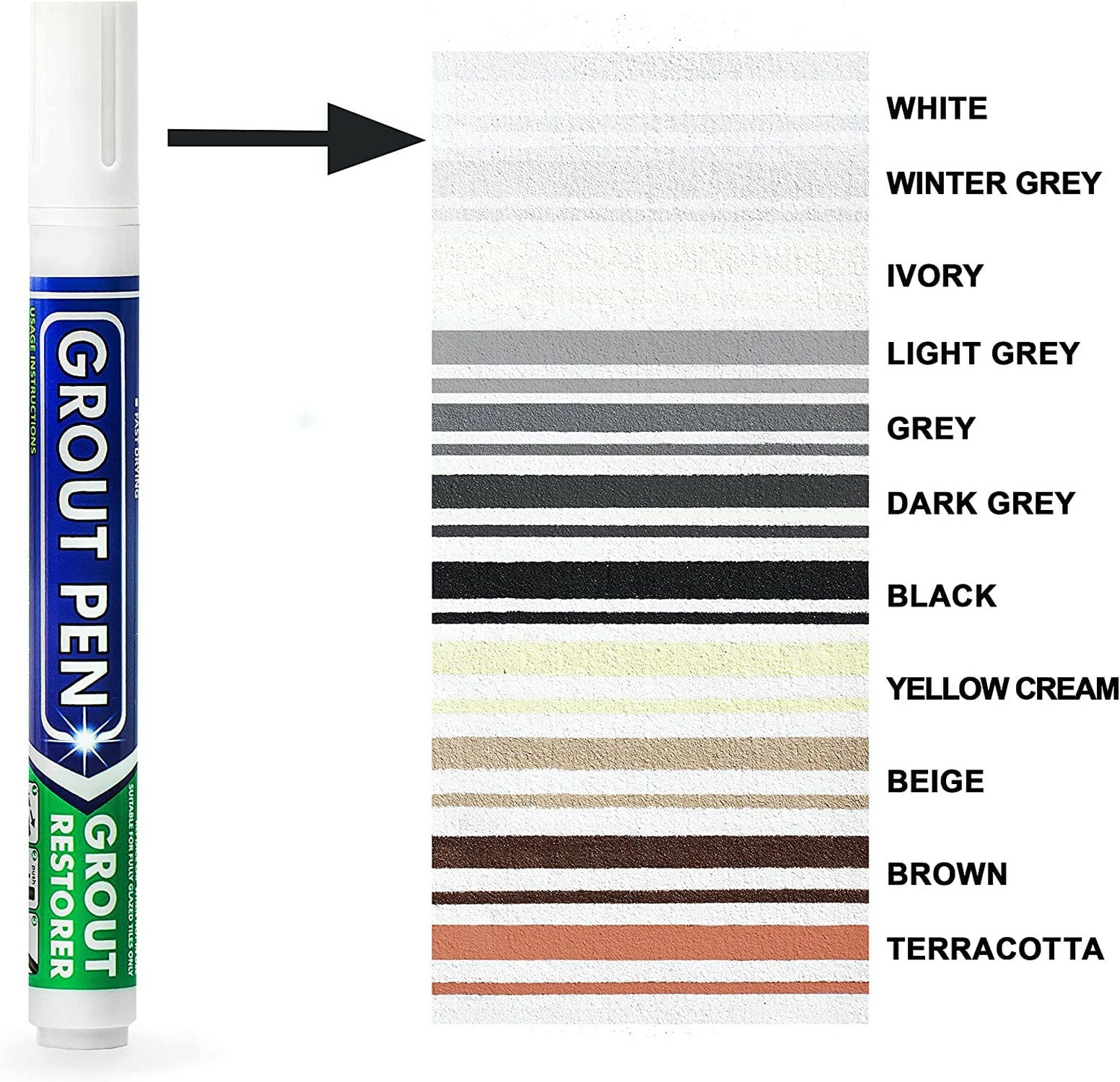 Grout Pen White Tile Paint Marker: Waterproof Tile Grout Colorant w/ Extra Tips