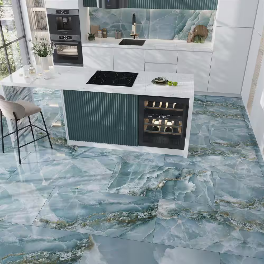 Splendor Onyx Green 24 In. X 48 In. Porcelain Rectangular Wall and Floor Tile (1