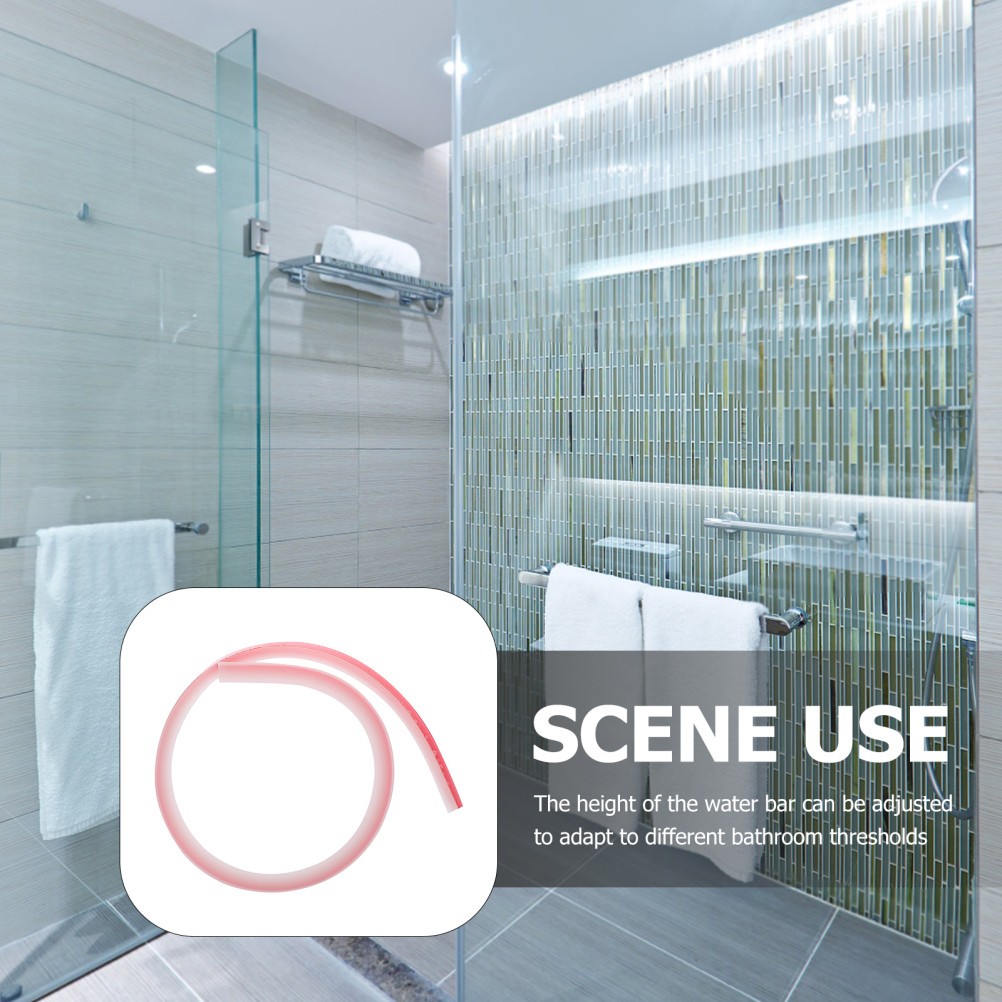Red Shower Threshold Ramp and Water Stopper Strip for Bathroom Floor Seal