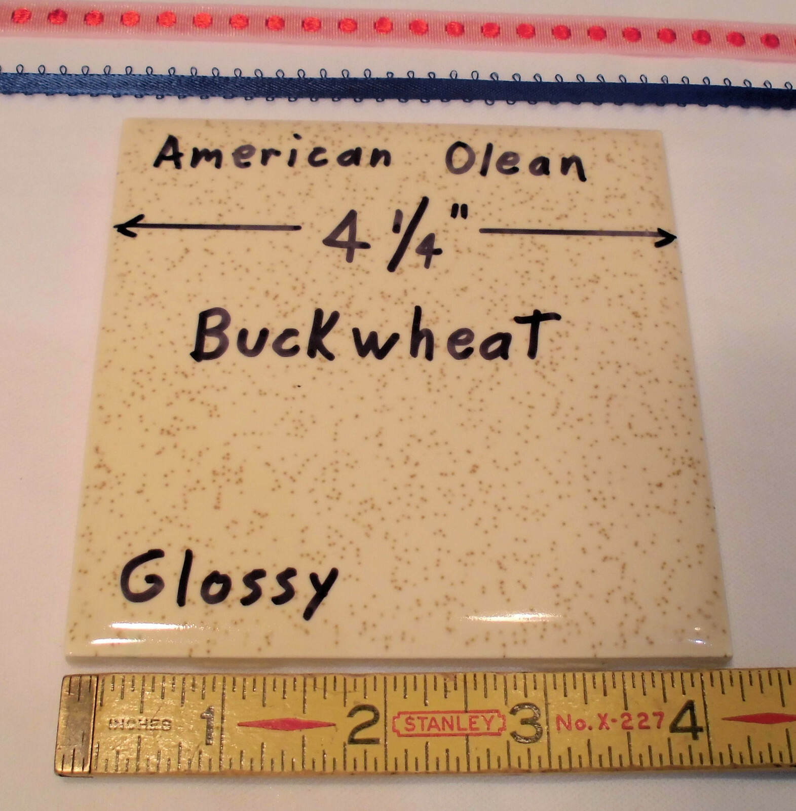 1 pc. Vintage *Buckwheat* Glossy Ceramic Tile #46 by American Olean 4-1/4″ NOS