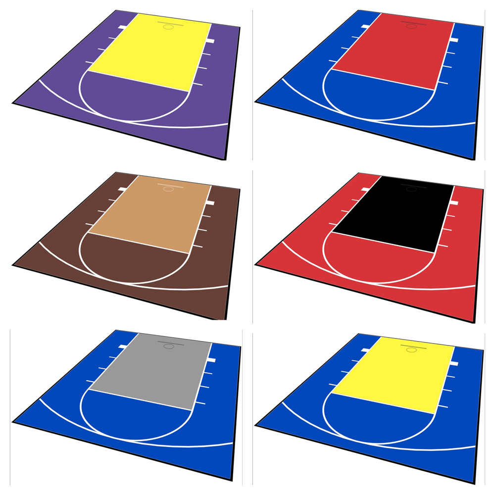 20ft x 24ft Outdoor Basketball Half Court Kit-Lines and Edges Included-Green/Blk