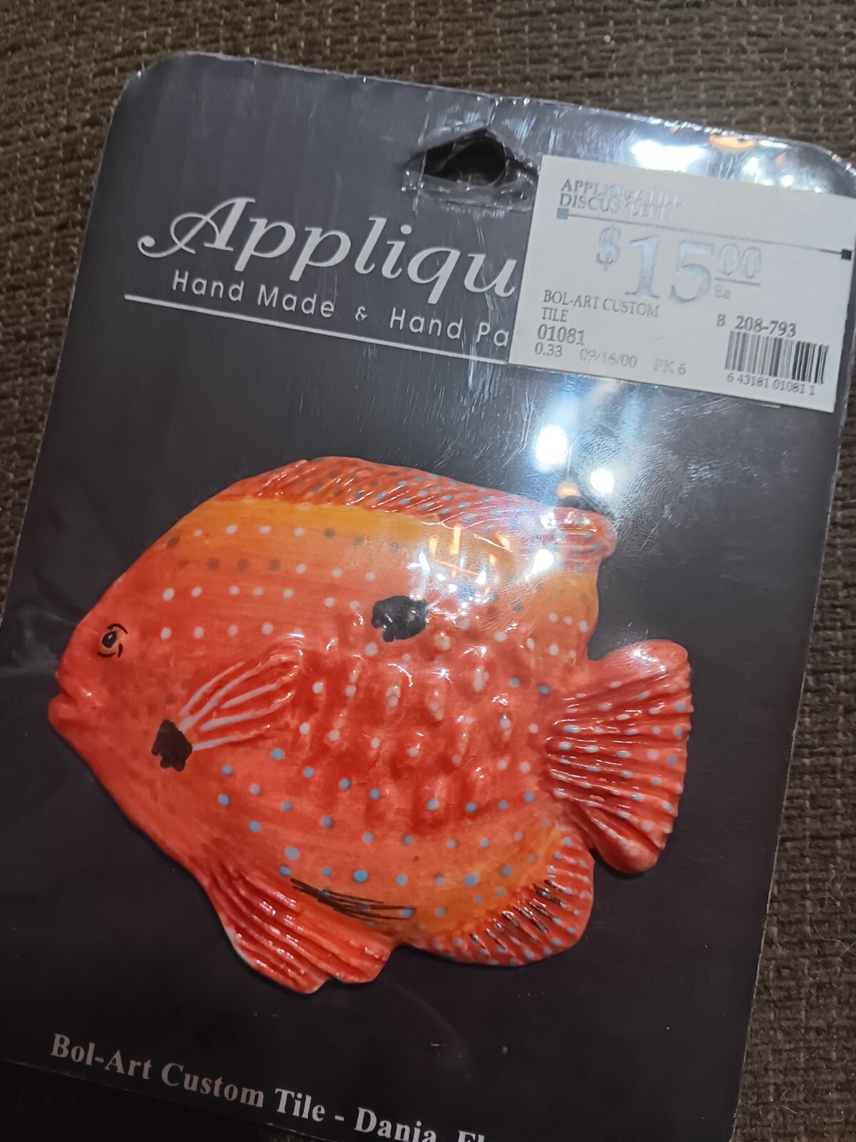 Bolart Custom Tile Tropical Fish Hand Made Hand Painted Set Of 6 Incanti Overlay