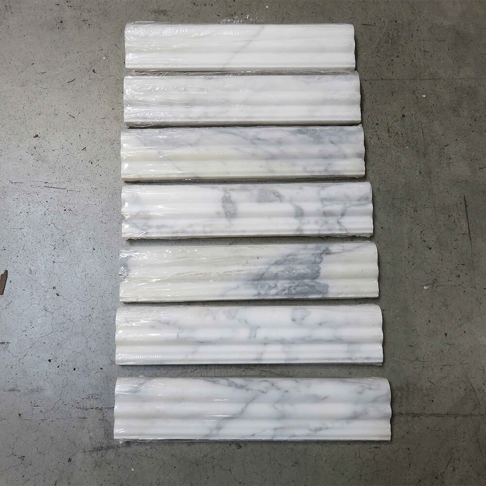 L14H Statuary White Statuario Marble 2-1/2×12 Chair Rail Trim Molding Honed