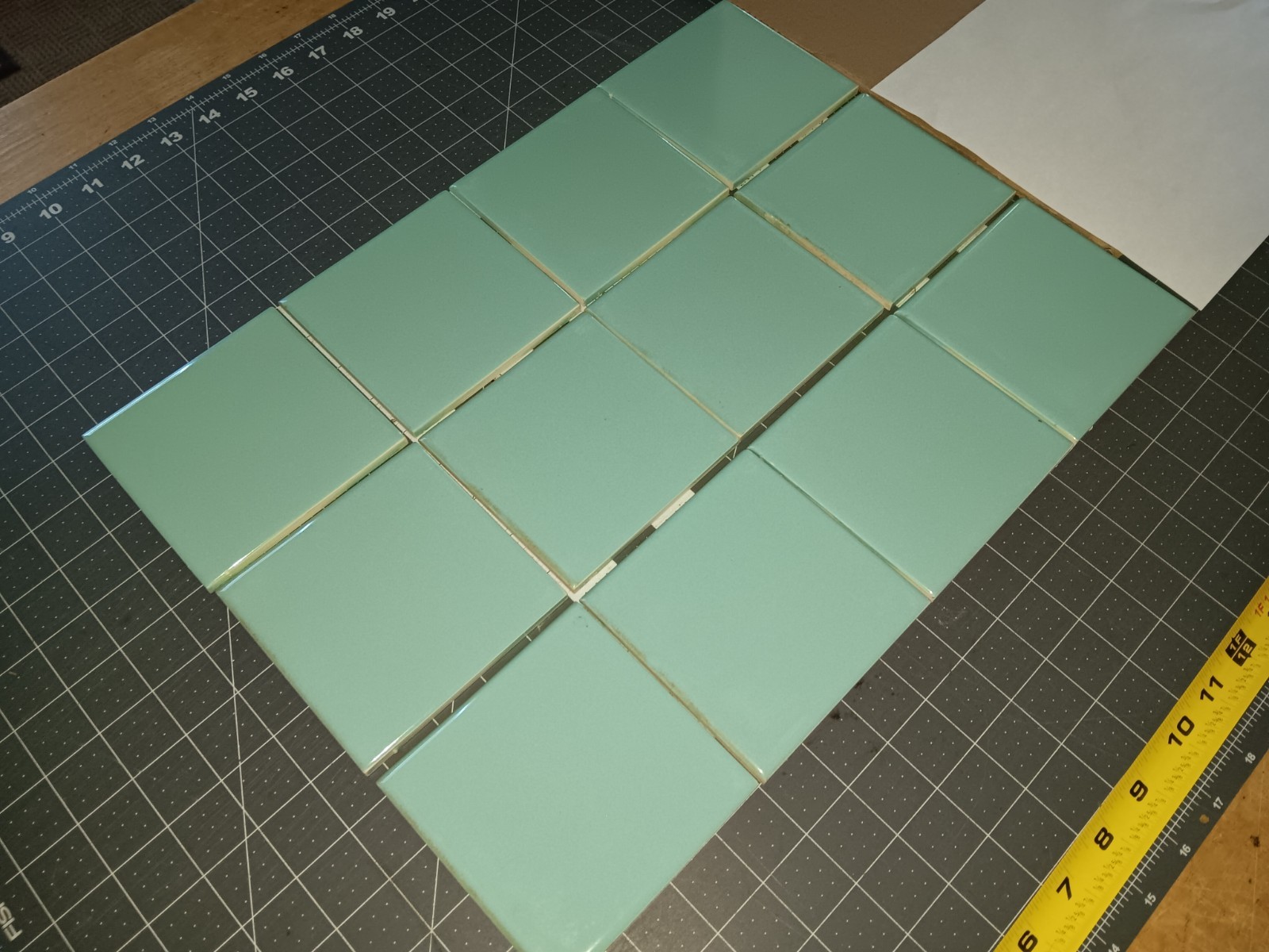 AQUAMARINE 12 pieces DK Vintage Tile Japan New Old Stock 4.25 square BULLNOSE