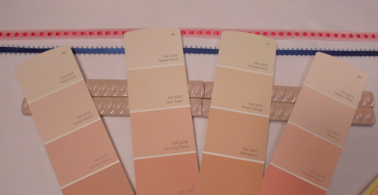 10 pcs. Misty Rose: Vintage Ceramic Liner-Pencil-Sizzle Tiles: 5/8″ X 6″ Rope