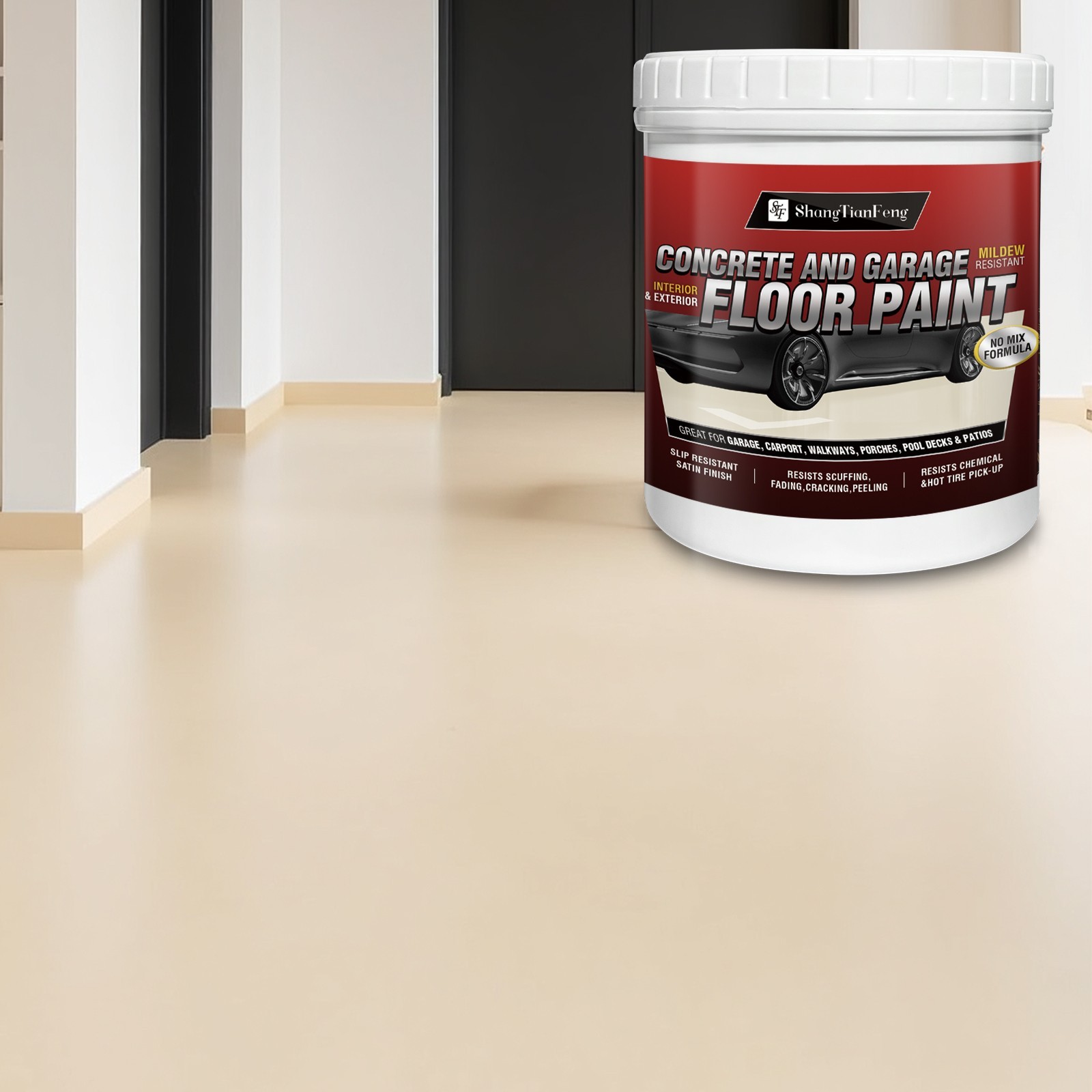 Epoxy Floor Paint Kit – Acrylic Concrete Coating for Garage Living Room 1 Gallon