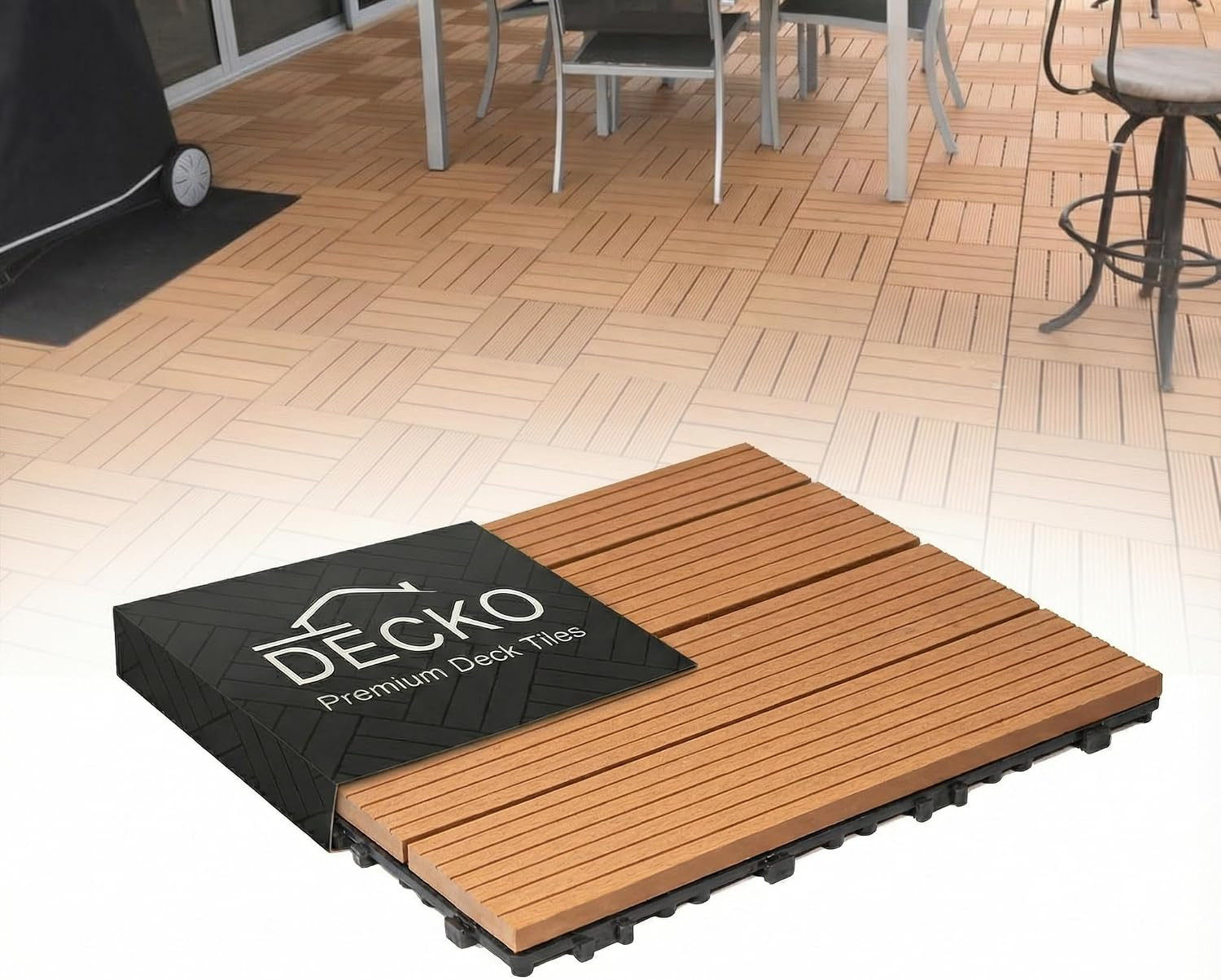 Interlocking Deck Tiles – 1 WPC Tile – Premium Composite Wood Outdoor Flooring T
