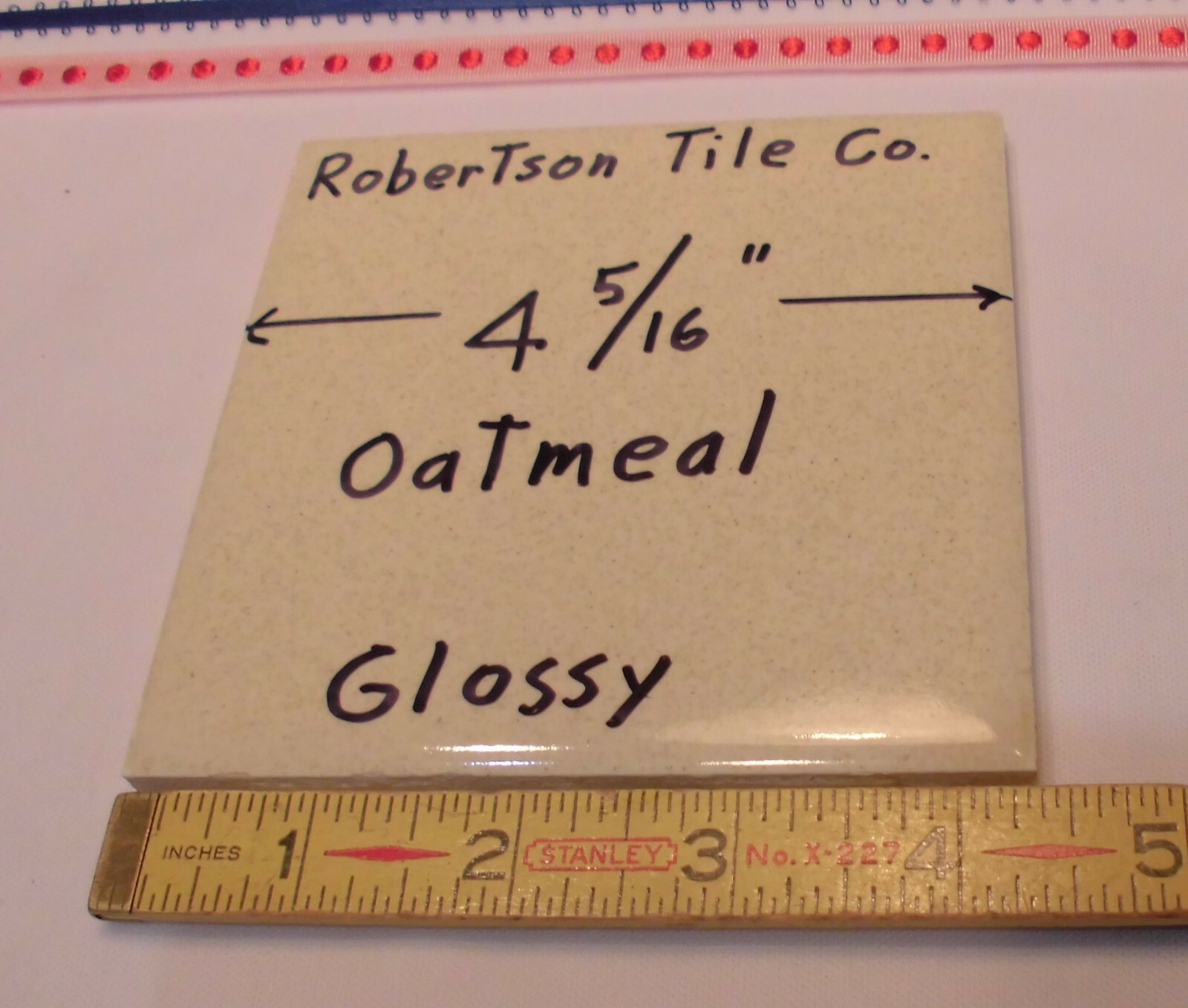 1 pc. Ceramic Tile *Oatmeal Color* 4-3/8″- 4-5/16″ Robertson Co. Cleaned Used