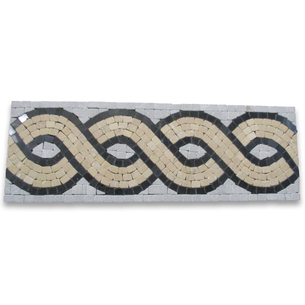 B4670T Marble Mosaic Border Accent Listello Tile Wave Nova 4×12 Tumbled