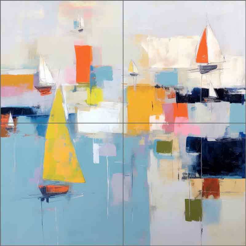 Nautical Tile Backsplash Irena Orlov Abstract Sailing Art Mural OB-ORL23971