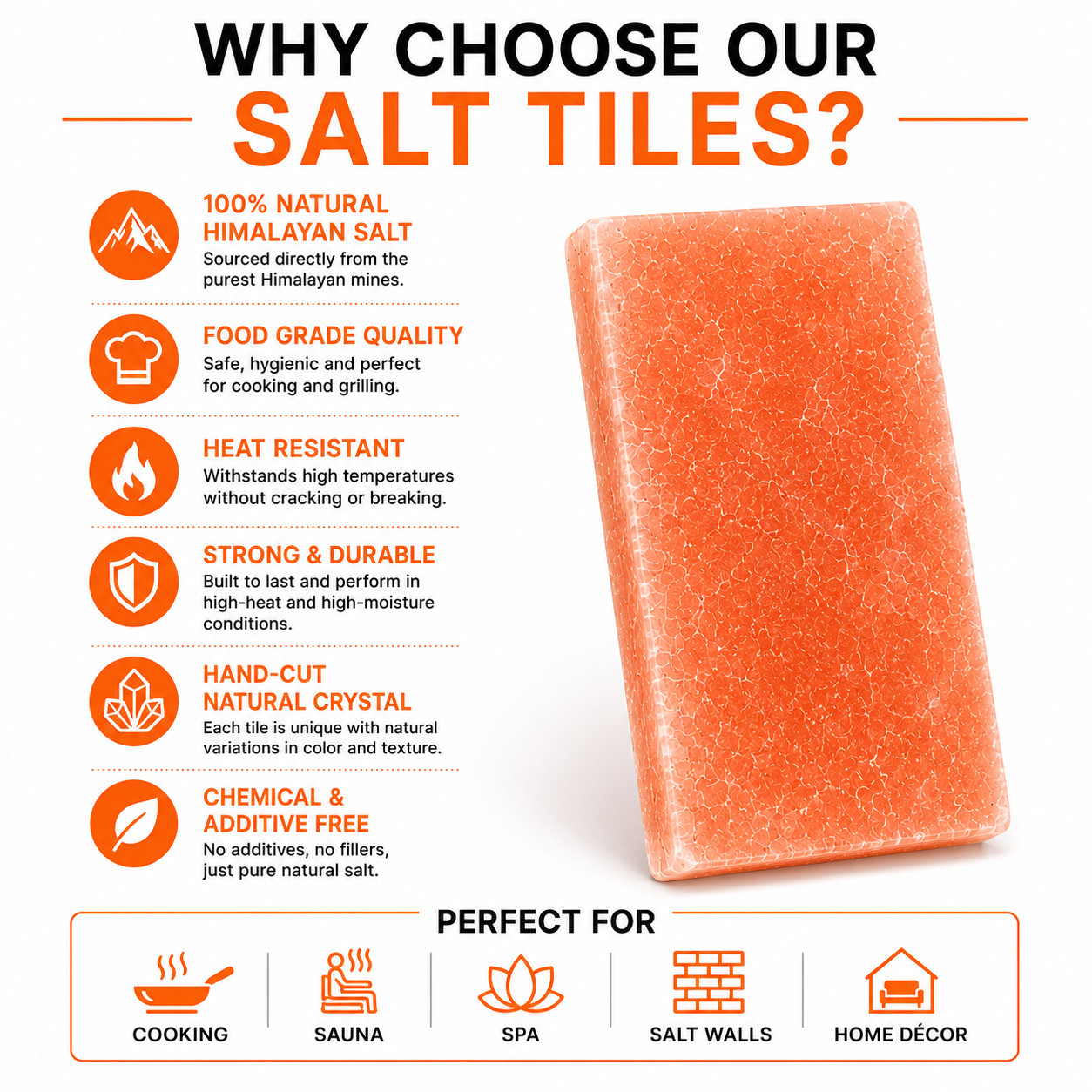 Himalayan Pink Salt Tiles Pack of 10 8x4x1 Natural Salt Wall Blocks Spa Sauna