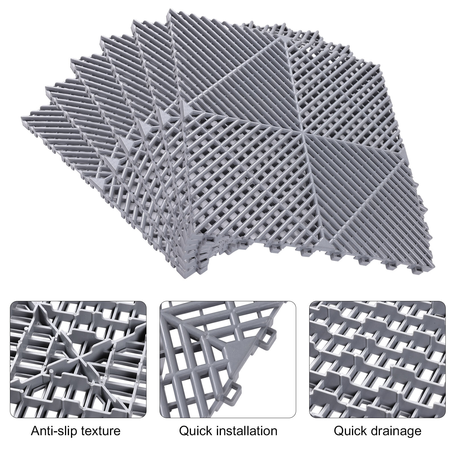 16″x16″ Polypropylene Interlocking Modular Garage Floor Tiles 20Pcs 0.71″ Thick