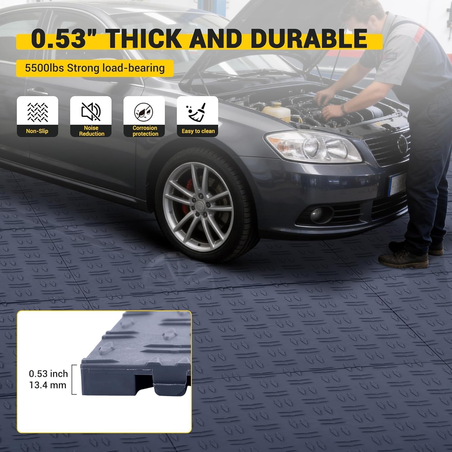 50 Pack Garage Floor Tiles Interlocking 12×12 in Garage Flooring Tiles Gray