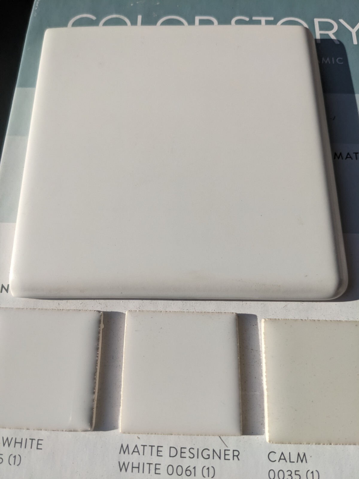 2 pcs 61 Designer White Matte Ceramic Tile 4 1/4″ square American Olean Corner