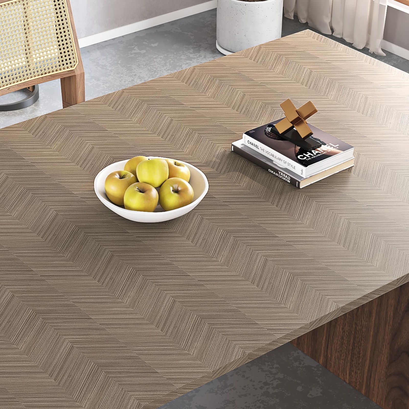 Herringbone Wood Grain Paper for Floors PVC Waterproof Linoleum Flooring Roll
