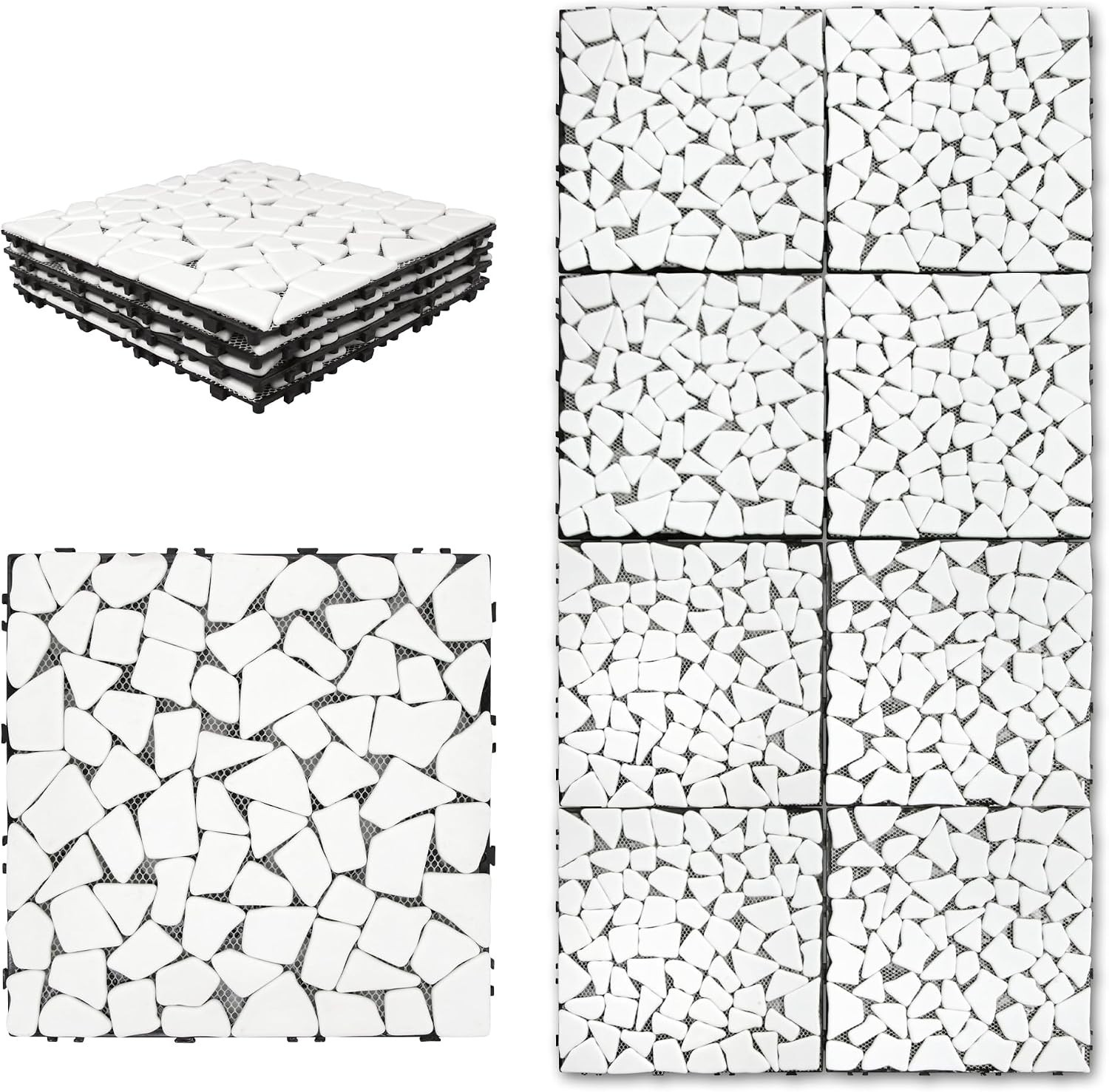 Stunning 4PCS Waterproof Marble-Look Interlocking Deck Tiles for Stylish Spaces