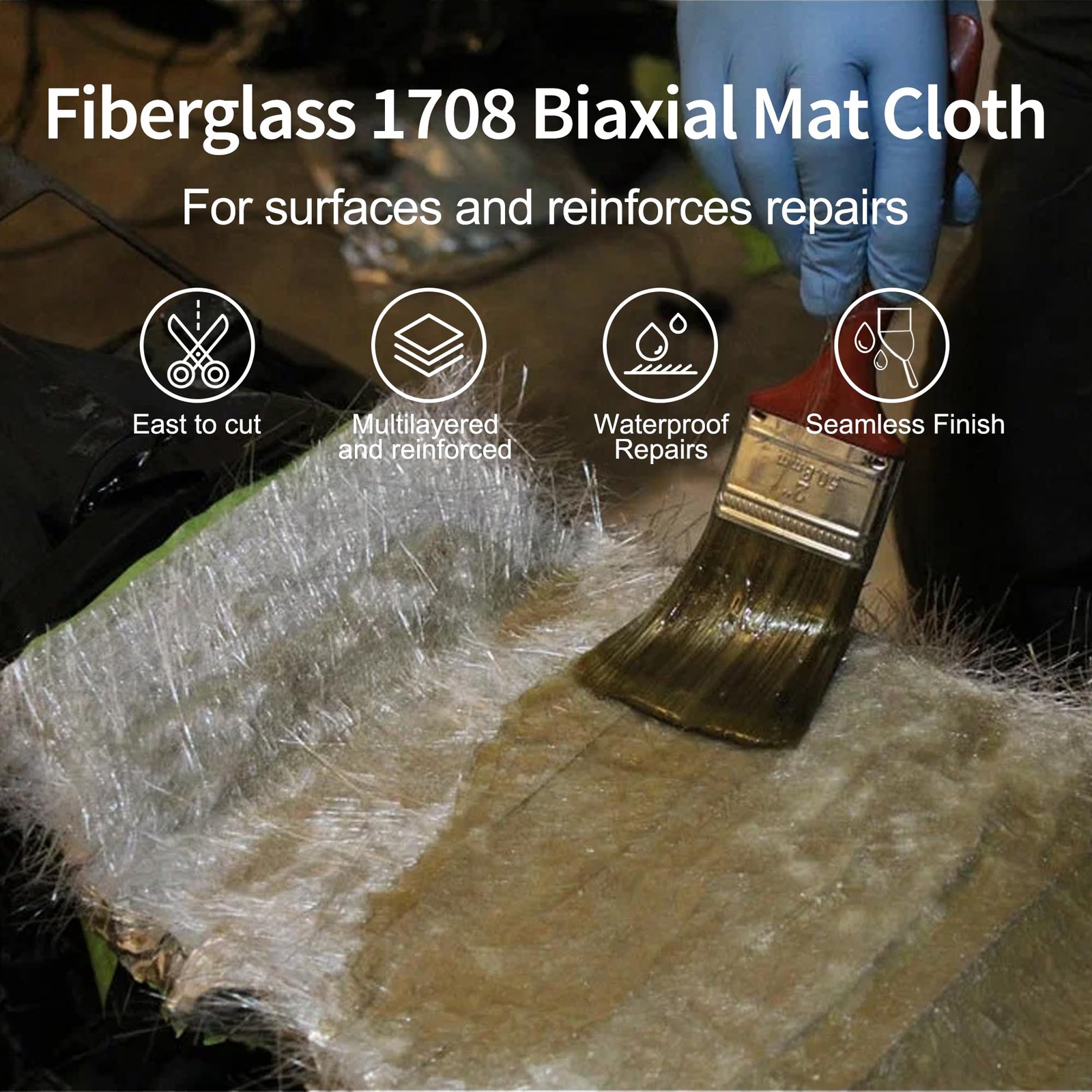 Fiberglass Cloth 1708 Biaxial Mat 50in Wide X 4Yd… 12Feet, Grey