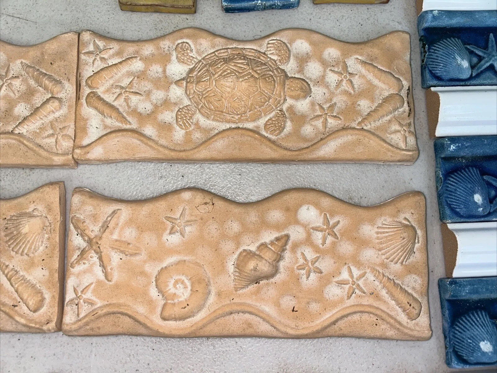 Ceramic Kitchen Wall Tile Sea Shell Mosaic kitchen Art Handcrafted
