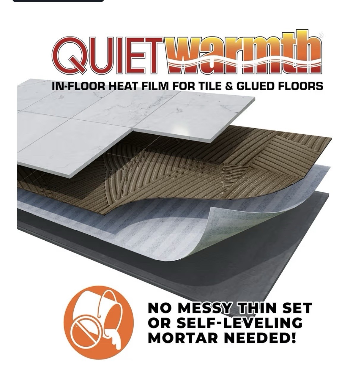 QuietWarmth Tile QWT3X10F240 Radiant Floor Heating Mat for Below Tile, Stone,…